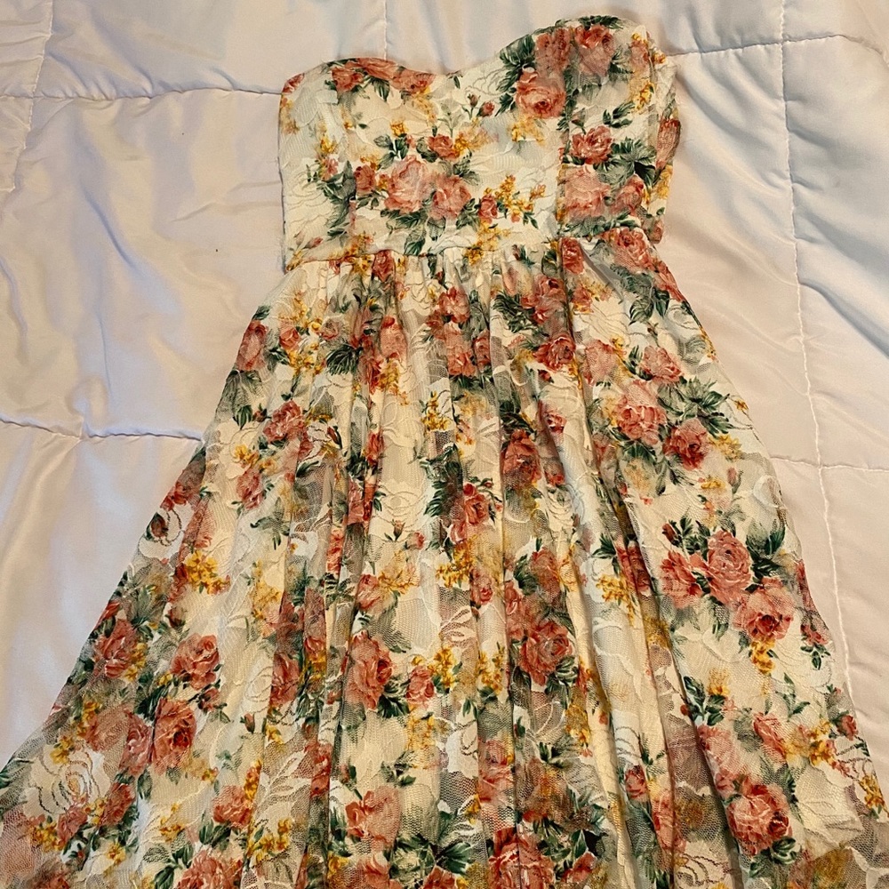 Strapless Spring Floral Dress